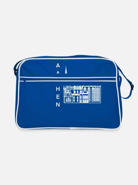 City of Aachen, cathedral, lineart - Retro Bag - blue/white - Front