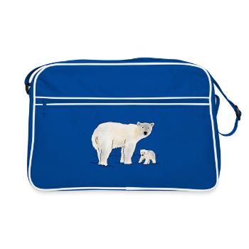 Ours polaire avec ourson - Sac Retro - bleu/blanc - Devant