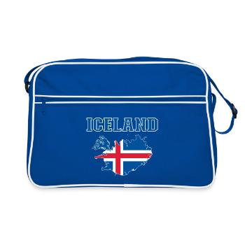 Iceland Flagge Landkarte - Retro Tasche - Blau/Weiß - Vorne
