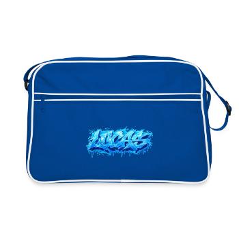 Graffiti  LUCAS Prénom cadeau idéal imprimable  - Sac Retro - bleu/blanc - Devant