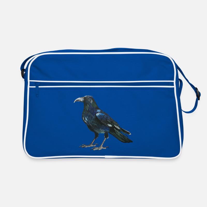 Raven crow with slightly bluish green feathers Retro Bag