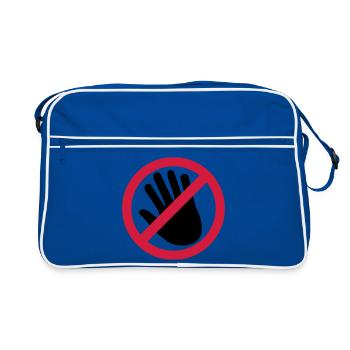 Nicht berühren Hand - Retro Tasche - Blau/Weiß - Vorne
