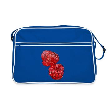 Himbeeren  - Retro Tasche - Blau/Weiß - Vorne