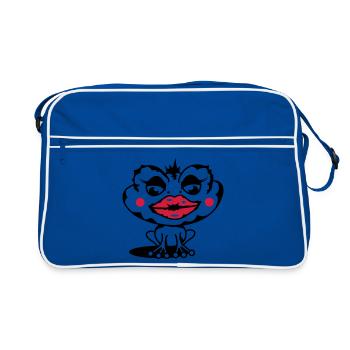 Eine Kröte mit dicker Lippe - Retro Tasche - Blau/Weiß - Vorne