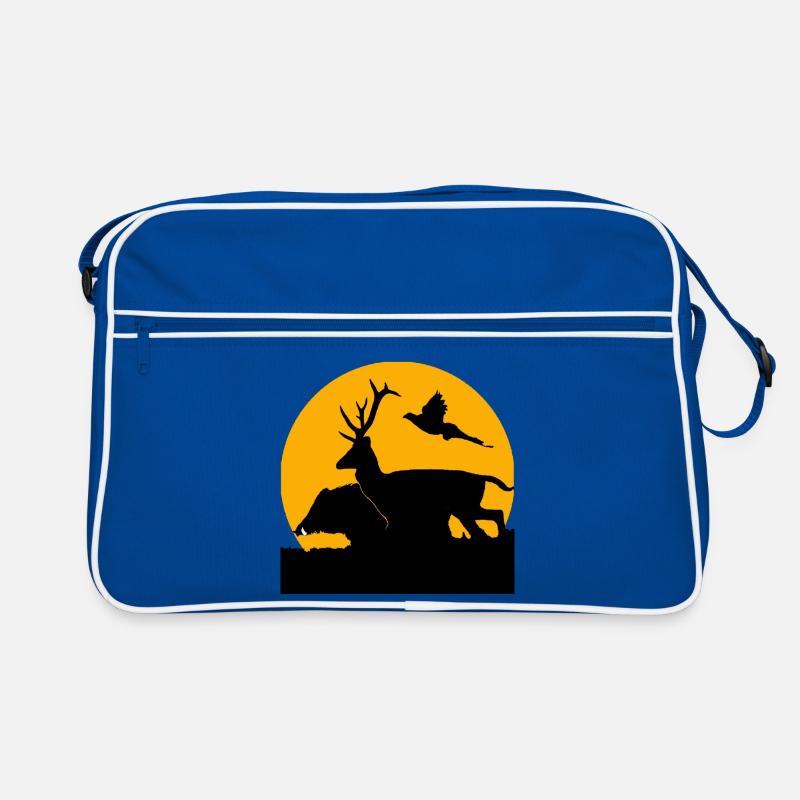 Anpassbare T-Shirt mit Ihrem Text - Retro Tasche - Blau/Weiß