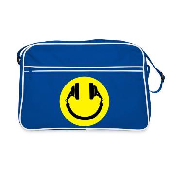 Kopfhörer smiley - Retro Tasche - Blau/Weiß - Vorne