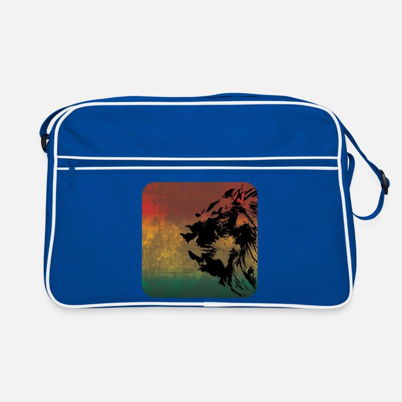 Portrait de lion dans le style reggae - Sac Retro - bleu/blanc