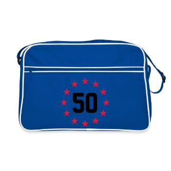 Fünfzigsten Geburtstag - Retro Tasche - Blau/Weiß - Vorne