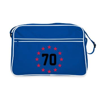 Siebzigsten Geburtstag - Retro Tasche - Blau/Weiß - Vorne