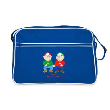Lustige Zwillinge Sternzeichen - Retro Tasche - Blau/Weiß - Vorne