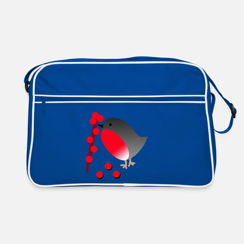 vogel - Retro Tasche - Blau/Weiß