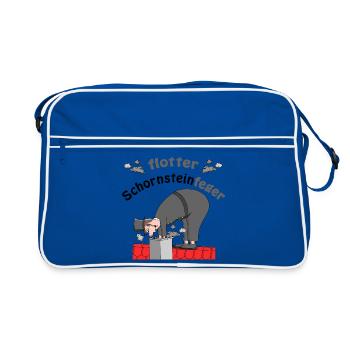 Schornsteinfeger Glücksbringer - Retro Tasche - Blau/Weiß - Vorne