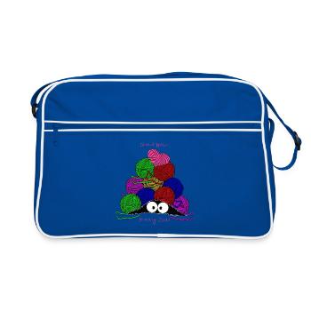 Wolle - Retro Tasche - Blau/Weiß - Vorne