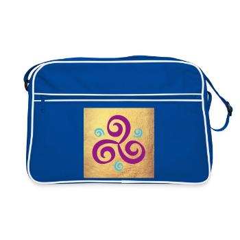 Poster Dekoration Yoga Buddhismus Triskele - Retro Tasche - Blau/Weiß - Vorne