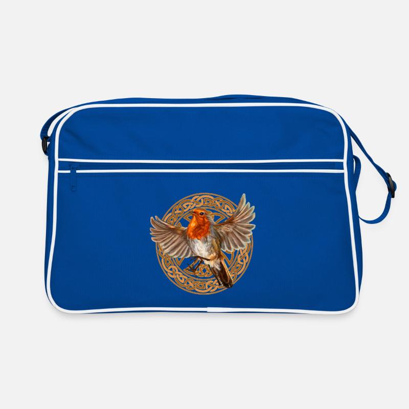 oiseau Rouge-gorge - Sac Retro - bleu/blanc