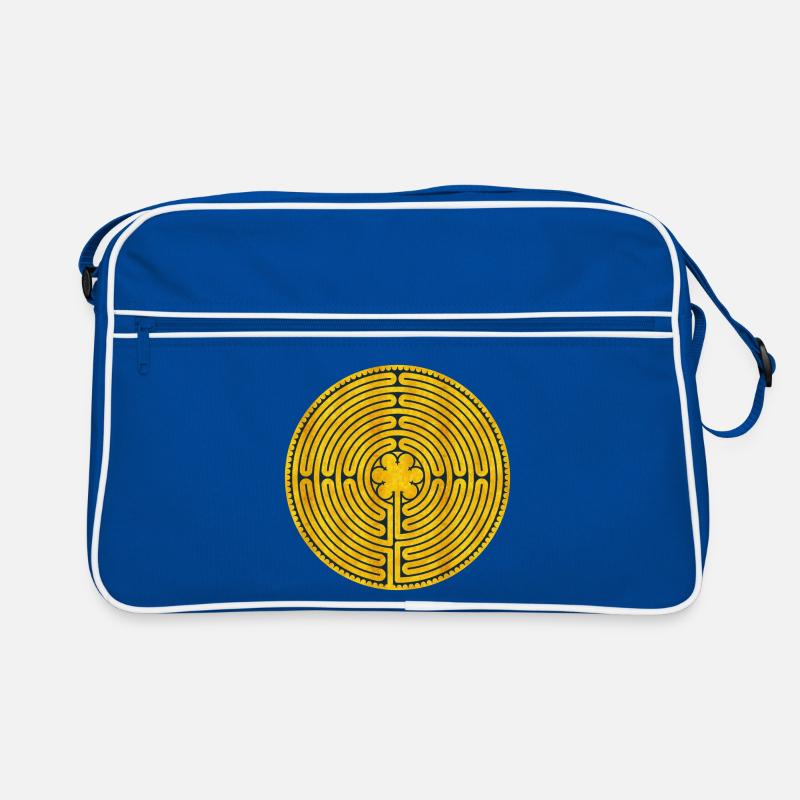 Chartres Labyrinth - Retro Tasche - Blau/Weiß