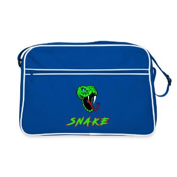 Schlange Tier Geschenk Kobra Boa Mamba Reptil - Retro Tasche - Blau/Weiß - Vorne