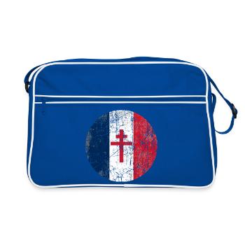 France croix de Lorraine drapeau France blason - Sac Retro - bleu/blanc - Devant