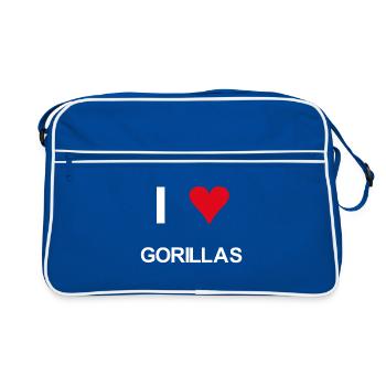 I love Gorillas - Retro Tasche - Blau/Weiß - Vorne