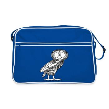 Chouette d'Athéna [Blanche (chouette uniquement)] - Sac Retro - bleu/blanc - Devant