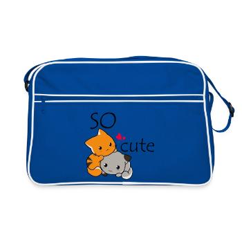 Câlin félin et chien coquin - Sac Retro - bleu/blanc - Devant