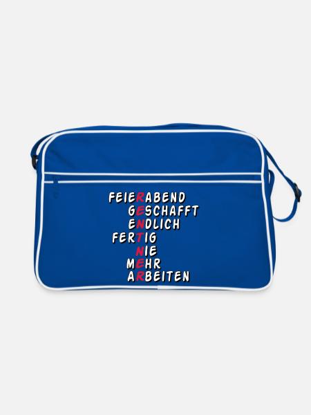 Rente Rentner Rentnerin Feierabend geschafft(25) - Retro Tasche - Blau/Weiß