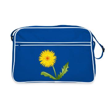 pissenlits jaune vif avec des feuilles vertes - Sac Retro - bleu/blanc - Devant