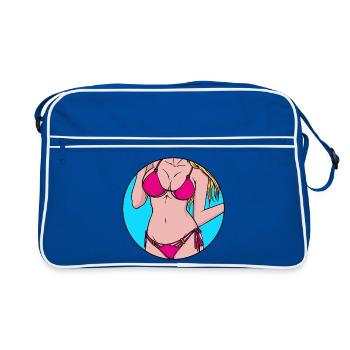 Bikini Beach Holiday Holidays Palm Trees Sea Caribbean - Retro Bag - blue/white - Front