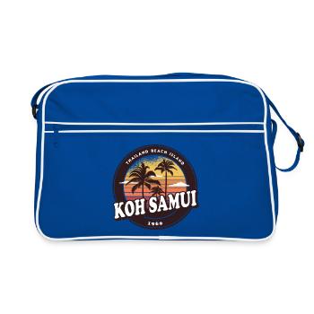 Koh Samui Design mit Palmen und Sonne / Geschenk - Retro Tasche - Blau/Weiß - Vorne