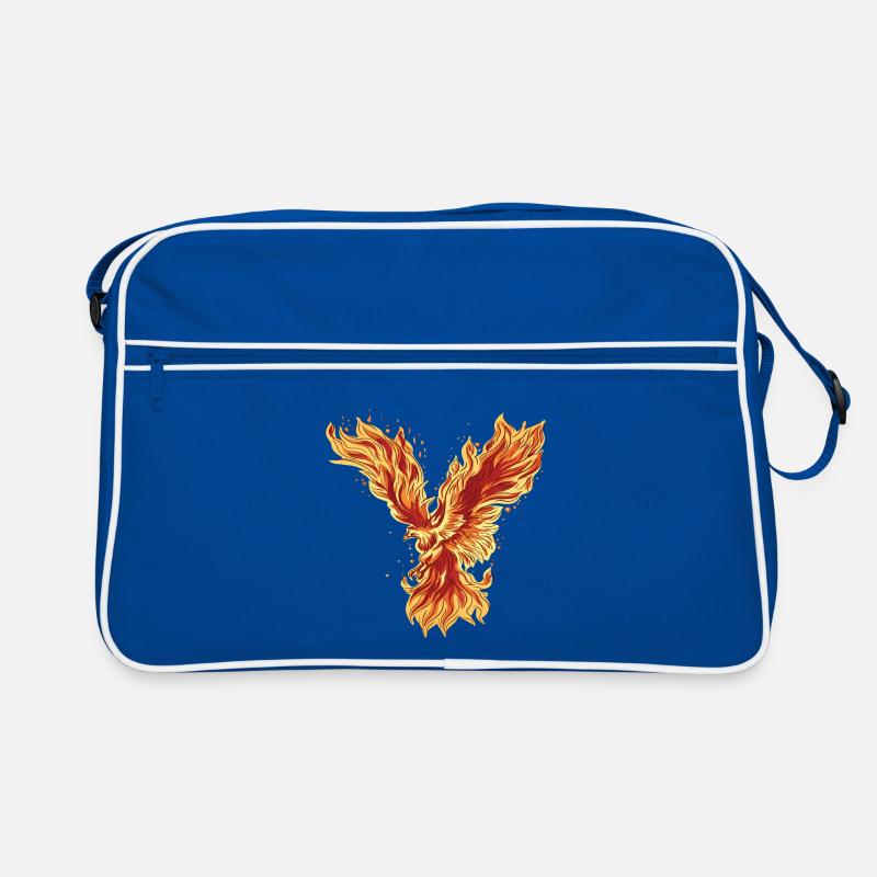 Feuriger Phoenix Mythos Design - Retro Tasche - Blau/Weiß