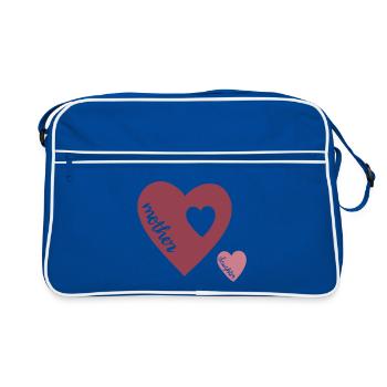 Cœur de Mère Double Cœur Amour Design - Sac Retro - bleu/blanc - Devant