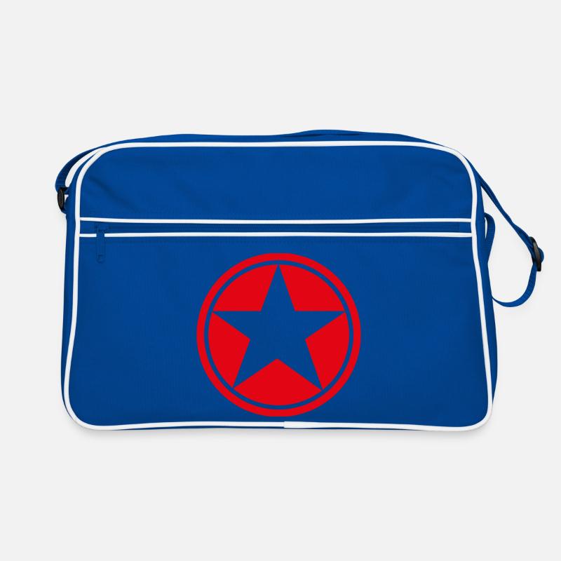 Etoile dans rond rouge cinq branches pentagramme - Sac Retro - bleu/blanc