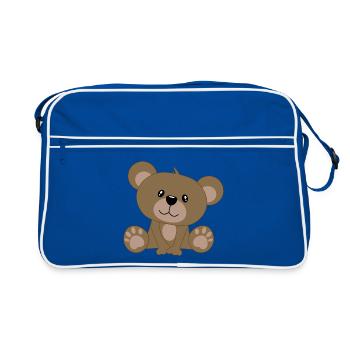 Ours, ours en peluche - Sac Retro - bleu/blanc - Devant