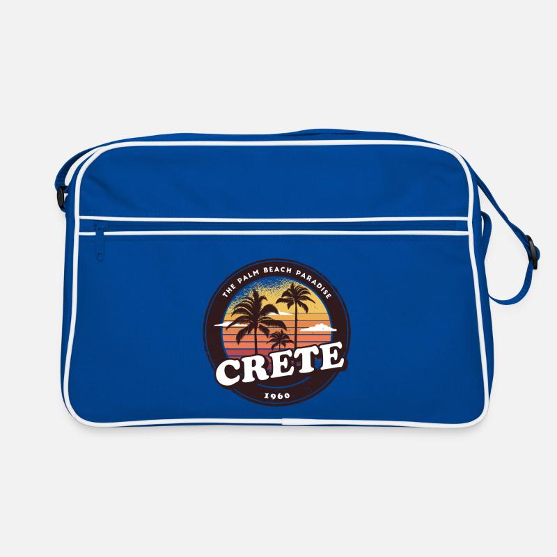 Crète Grèce Vintage Beach Design - Sac Retro - bleu/blanc
