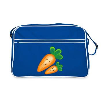 Karotte Möhre lachend - Retro Tasche - Blau/Weiß - Vorne