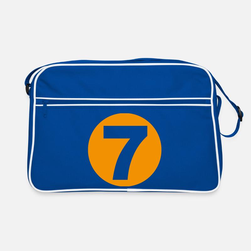 7 Billardkugel - Retro Tasche - Blau/Weiß