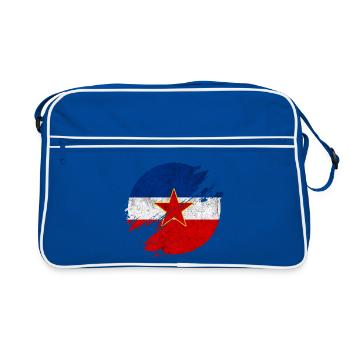 Jugoslawien Vintage Flaggen Kreis - Retro Tasche - Blau/Weiß - Vorne