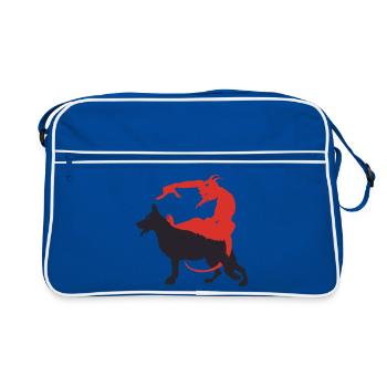 Shepherd devil - BIG - Retro Bag - blue/white - Front