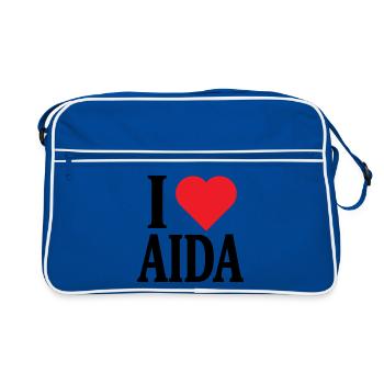T-Shirt Ich liebe Aida T-Shirt Geschenkidee - Retro Tasche - Blau/Weiß - Vorne