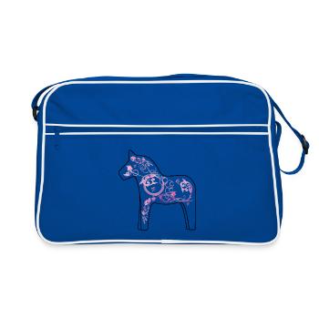 Dala Pferd Pink - Retro Tasche - Blau/Weiß - Vorne