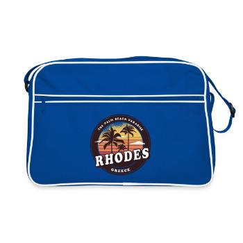 Rhodos Griechenland Strand Design - Retro Tasche - Blau/Weiß - Vorne