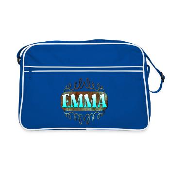 Nom Journée Cadeaux Fille Emma - Sac Retro - bleu/blanc - Devant