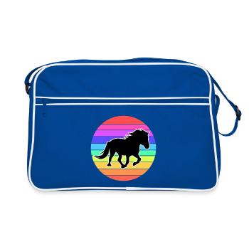 Chevaux islandais Chevaux Icelander Gallop Horse Fan - Sac Retro - bleu/blanc - Devant