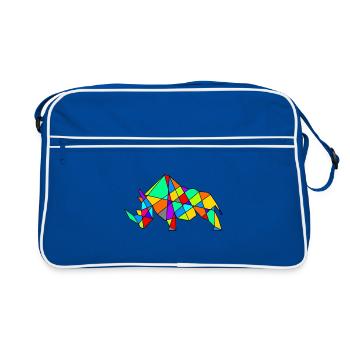 Geometric Camel Puzzle Neon Colors - Retro Bag - blue/white - Front