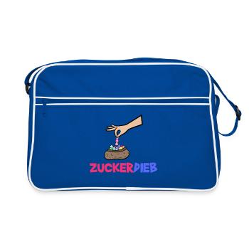 Bonbon Statement Süßigkeiten Naschkatzen - Retro Tasche - Blau/Weiß - Vorne