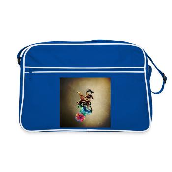 Œil impressionnant avec horloge et dragon. - Sac Retro - bleu/blanc - Devant