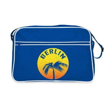 Berlin revendique rond avec palmier - Sac Retro - bleu/blanc - Devant
