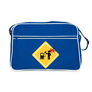 Danger: Station d’essence - Sac Retro - bleu/blanc - Devant