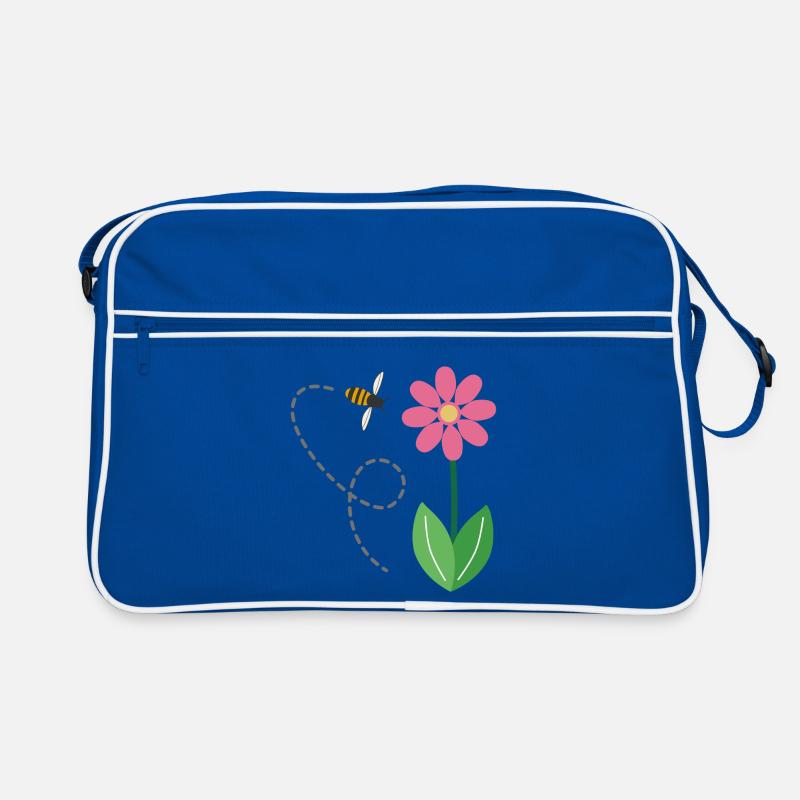 Die Blume und die Biene - Retro Tasche - Blau/Weiß
