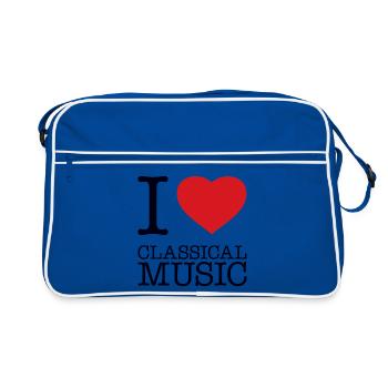 I LOVE CLASSICAL MUSIC Klassische Musik - Retro Tasche - Blau/Weiß - Vorne